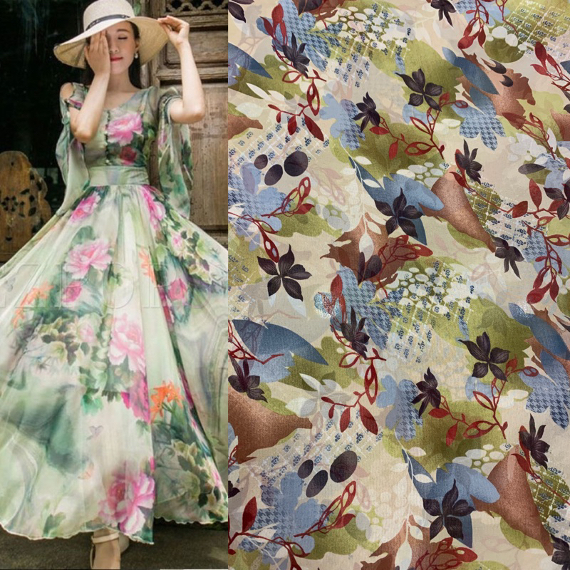 [NEW!!!] Sifon Ceruti Print motif Flower / Bahan Kain Sifon Ceruti Print motif Flower