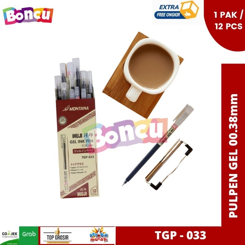 

[ 1PAK ] BONCU Montana Gel Ink Pen / Ballpoint / Pulpen Gel 0.38mm / Bollpoint Gel TGP-033