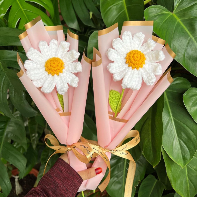 Single Crochet Daisy Bouquet - Buket Bunga Daisy Rajut | Buket Bunga Wisuda Murah