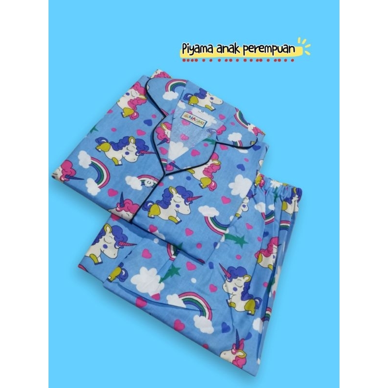 BAJU TIDUR PIYAMA ANAK PEREMPUAN 10-14 UNICORN 9-12 TAHUN CP