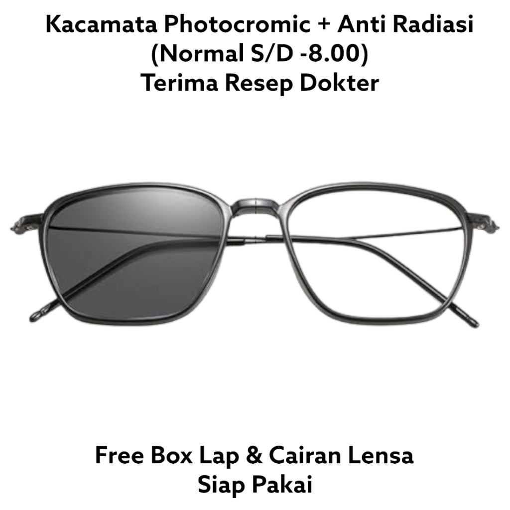 Kacamata Fashion Anti Radiasi Minus Photocromic Lensa Tipis Frame Ringan Model Korean / Kacamata Min