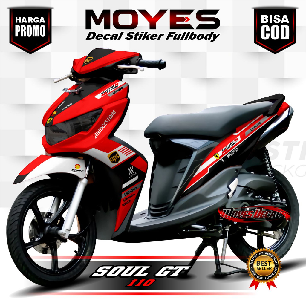 Decal Soul GT 110 / Stiker Variasi Soul GT 110 Fullbody Motif Ferari MYS083