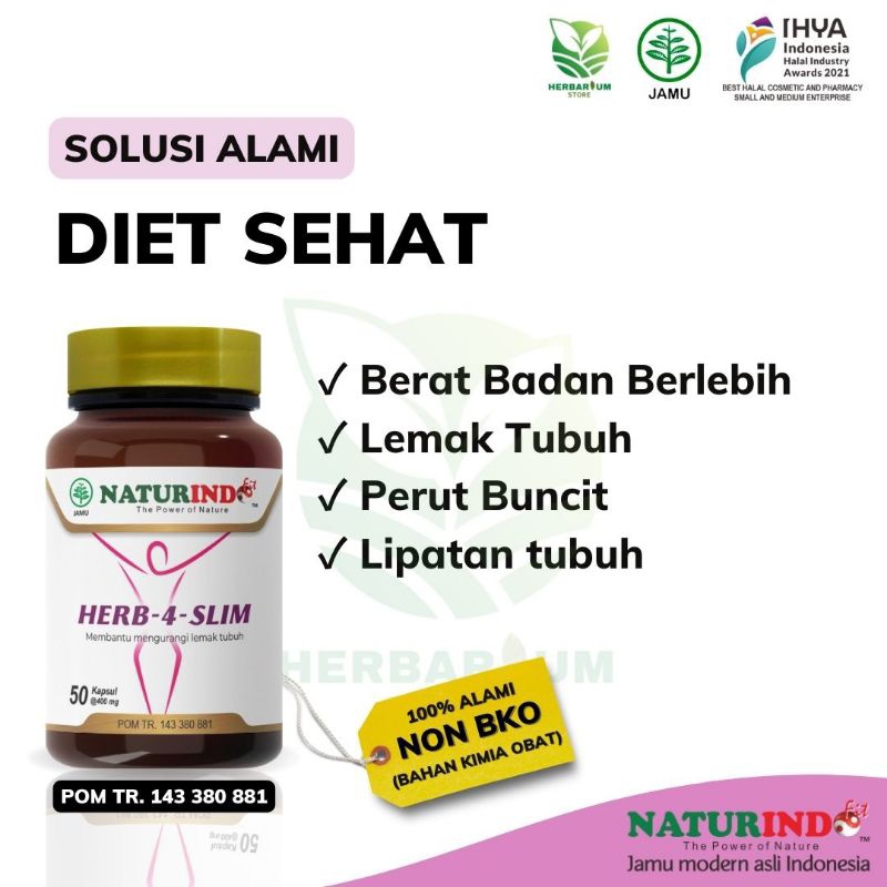 Herbaslim Herb4slim Obat Herbal Diet Pelangsing Badan Herbal BPOM Naturindo