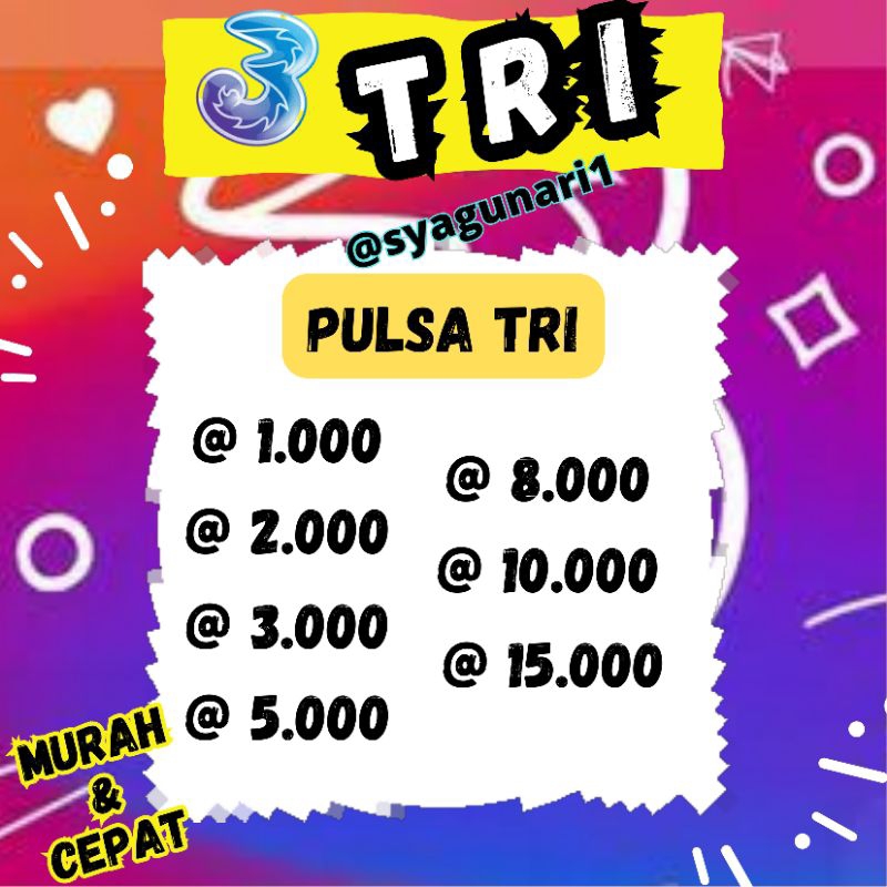 PULSA 1k s.d 15k | PULSA TRI | PULSA ELEKTRIK | PULSA INDOSAT | PULSA MURAH