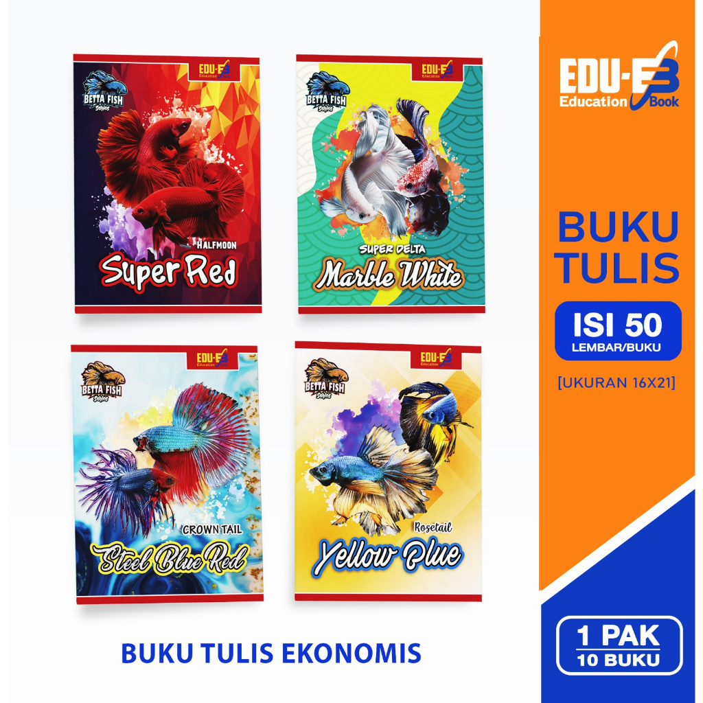 

Bamboo BukuTulis Kwarto 50 Betta Fish Series [ 1 pak/ 10 buku ]