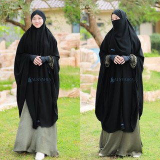 Set Khimar Bandana Haramain Cadar Tali Jetblack by Alsyahra Exclusive