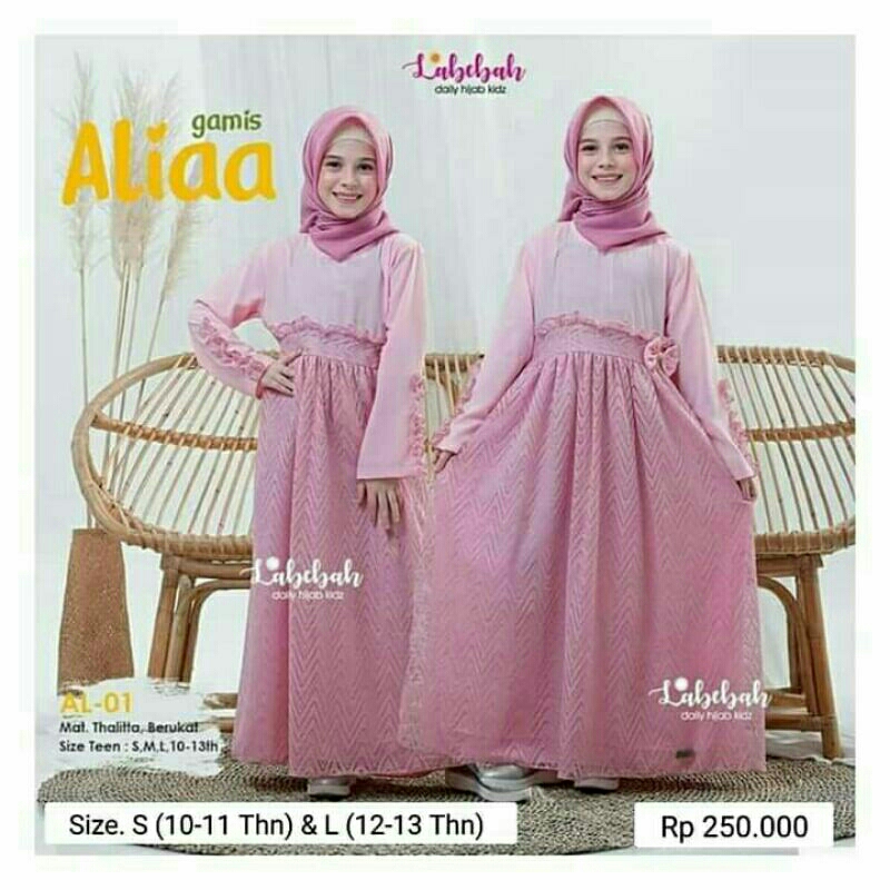 Gamis Labebah Pink Brokat