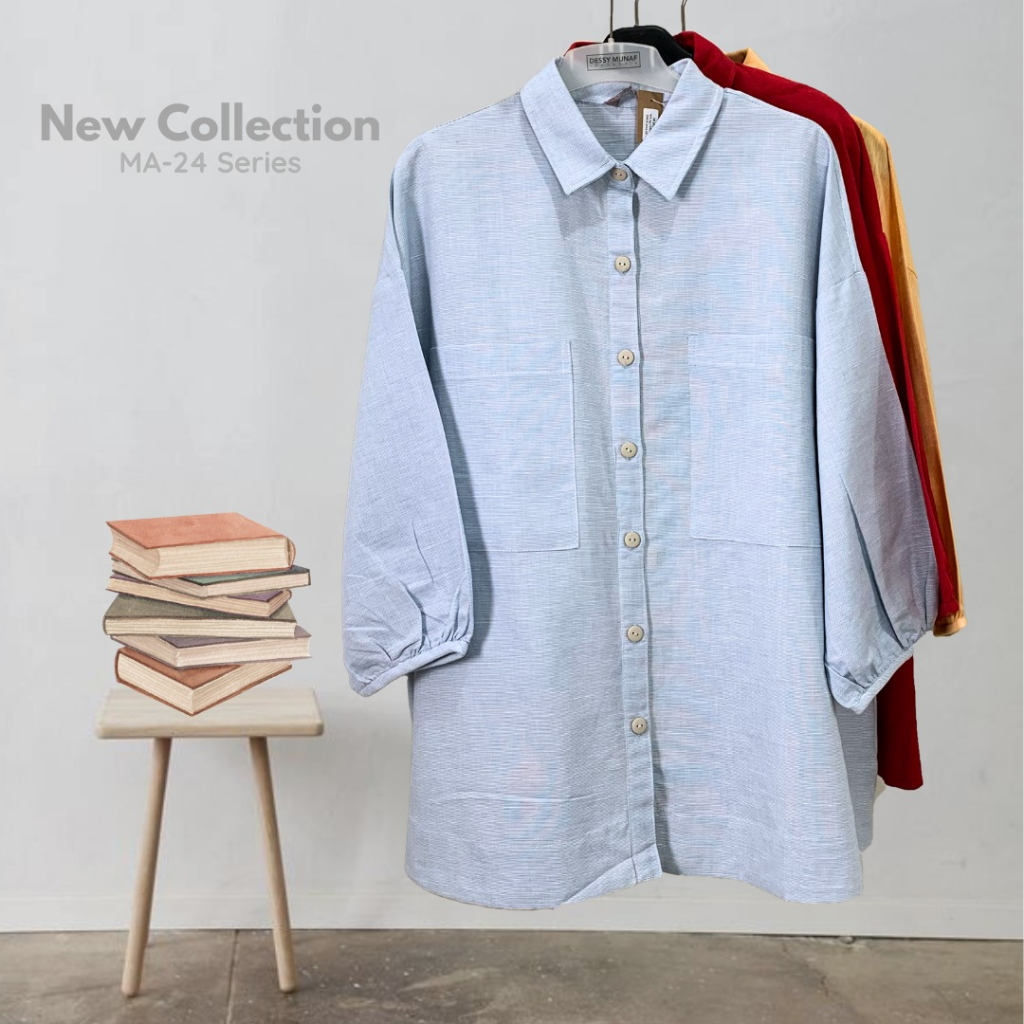 Blouse kemeja / Bluse Jumbo motif polos korean style minimalis allsize. MA-24