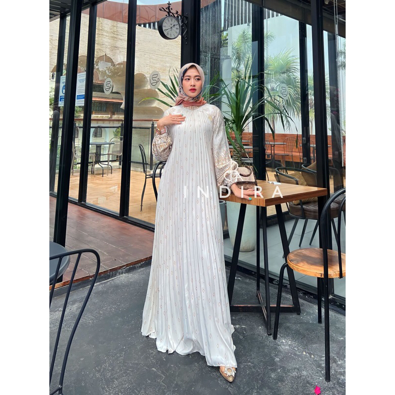 Viola Dress Plisket Ori By Indira (READY SIAP KIRIM)