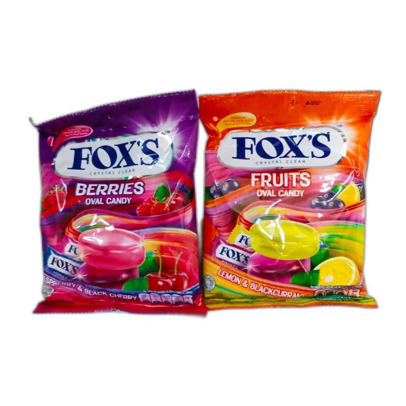 

Permen Foxs 1 Bag isi 50pcs 125gr Fox’s Berries & Fruits Oval Candy