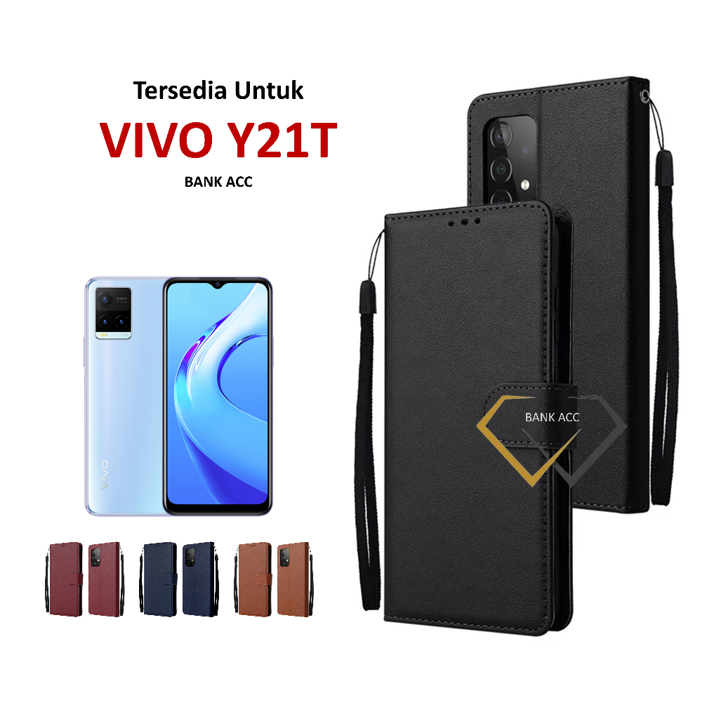 Case VIVO Y21T Casing Flip Dompet Kesing HP Kulit Premium
