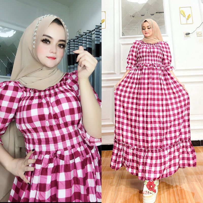 daster kekinian motif kotak