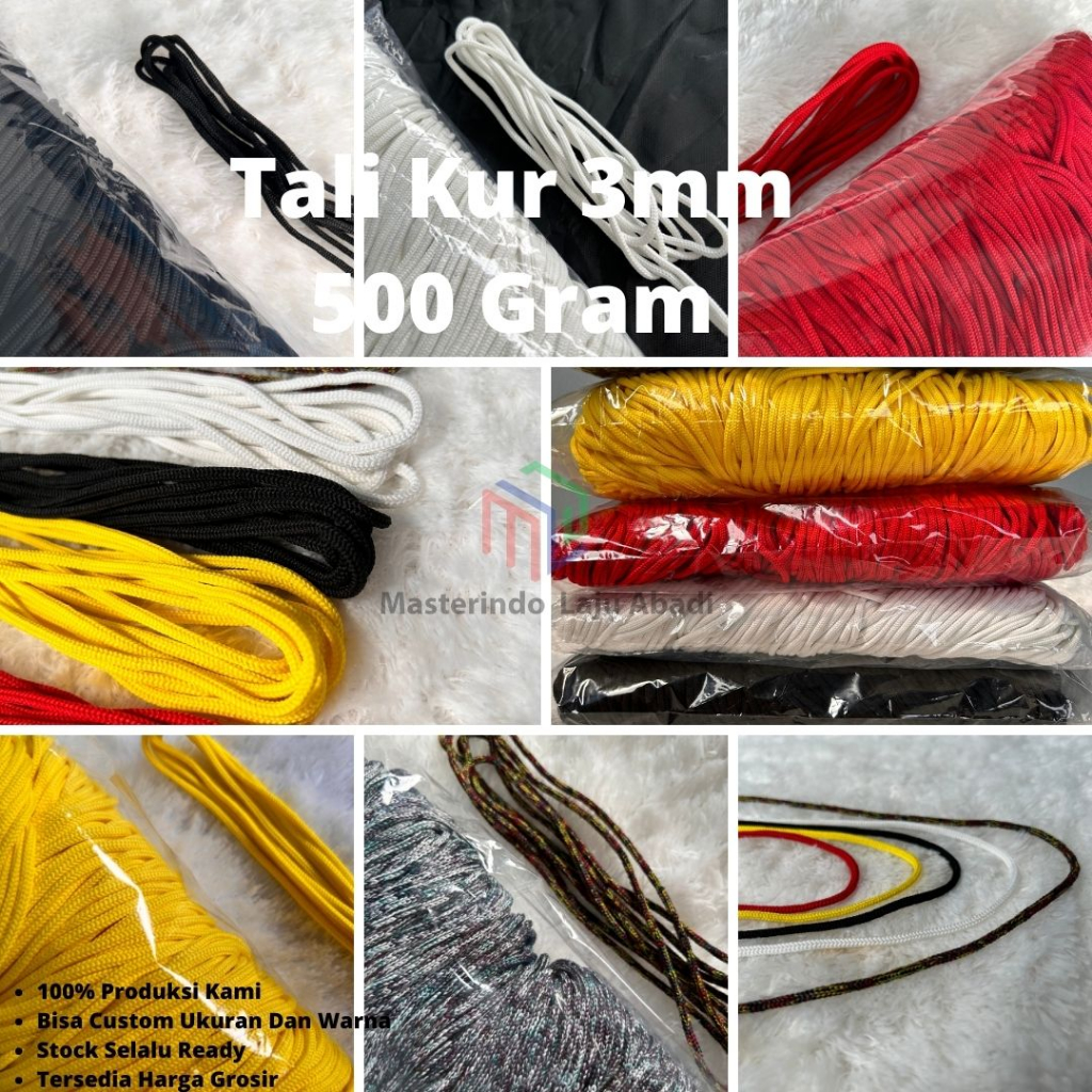 

Tali kur 3 mm / tali paper bag hitam putih warna warni