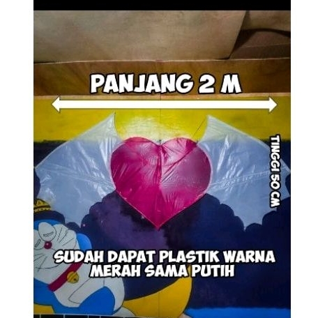 layangan love bersayp kerangka siap rakit ukuran 2m  bonus plastik