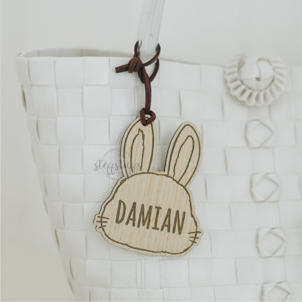 

RABBIT NAME TAG | Gantungan Tas Dekorasi Hampers Nama Anak Souvenir Kelinci Lucu Kayu Wooden Tag Kunci