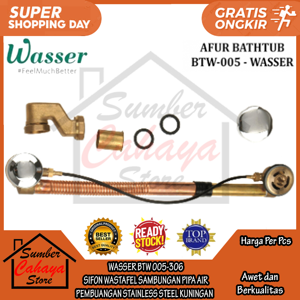 WASSER BTW 005 PIPA SALURAN PEMBUANGAN AIR AFUR BATHTUB BATHAP BETHAP PIPA SAMBUNGAN AIR PEMBUANGAN 