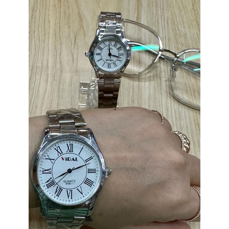 JAM TANGAN VIRAL FASHION COUPLE COWOK/CEWEK MODEL TERBARU TALI RANTAI PUTIH