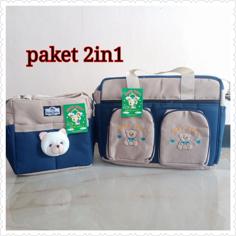 Paket Tas Bayi Besar Dobel saku GRATIS Tas Boneka Beruang