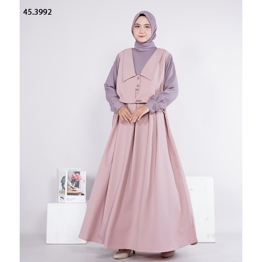 Fatta Dres Gamis Wanita Polos 2 Warna Kombinasi Kondangan Hijab Planet Fashion Bandung Official Shop