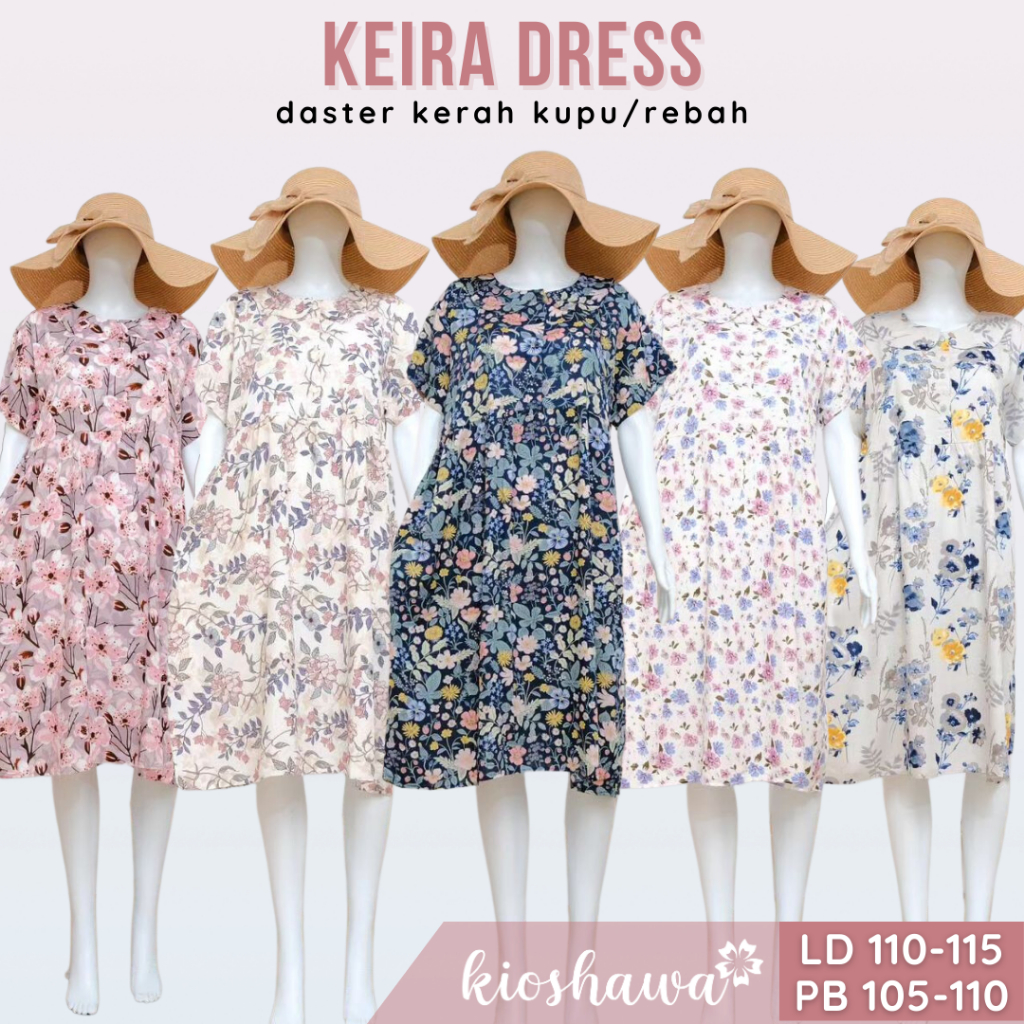KEIRA DRESS . Daster Kerah Rebah Kupu-kupu Homedress Kekinian Cantik Berkualitas Murah . Home Dress.