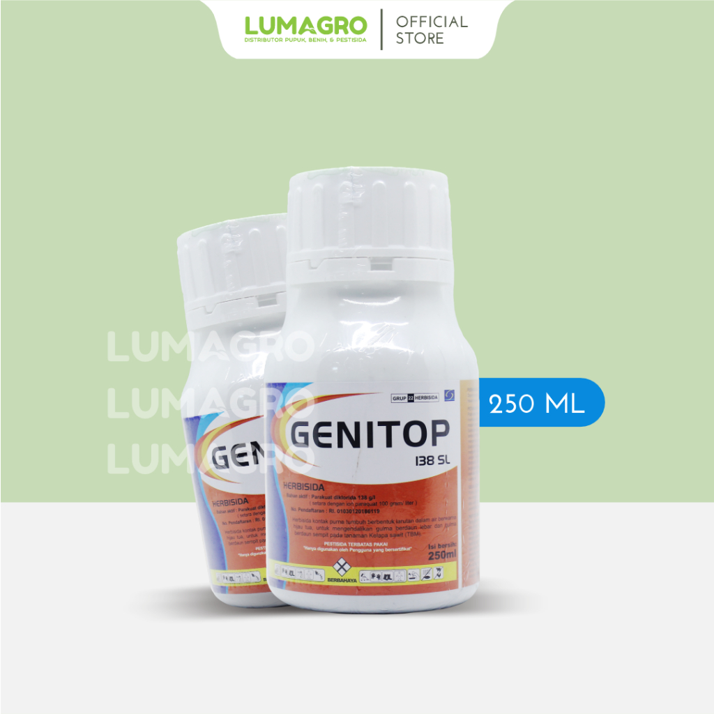 Herbisida Genitop 138SL 250ML Parakuat Diklorida Pengendali Gulma Pembasmi Rumput Liar