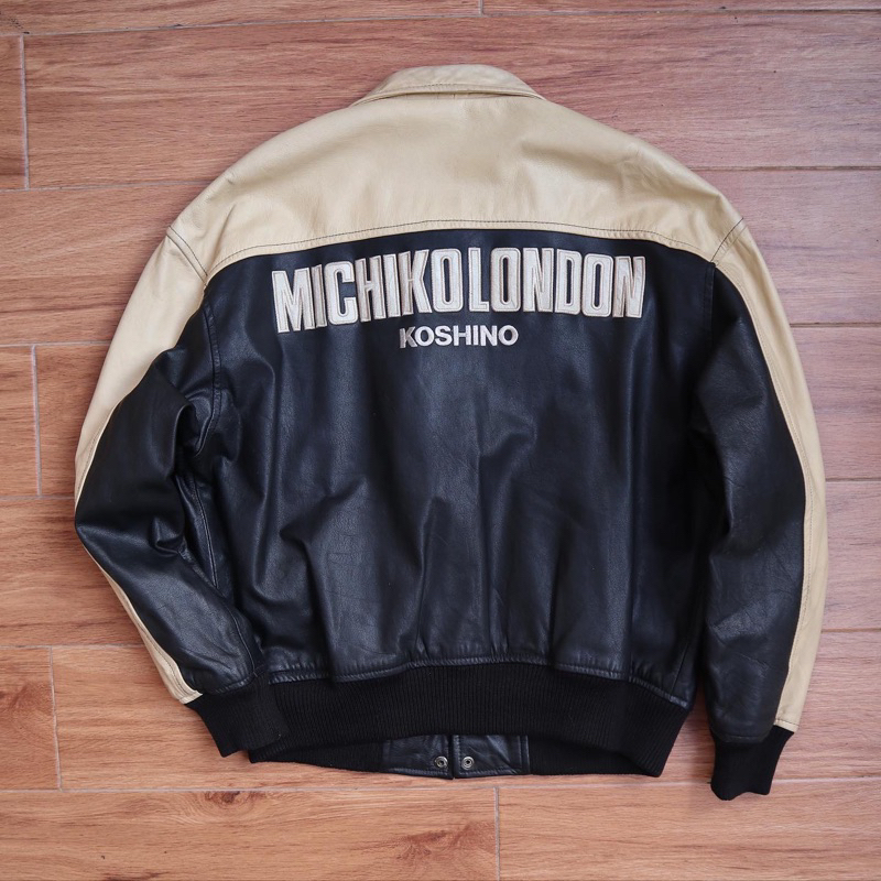 Jaket kulit Michiko vintage Bomber varsity Pl bekas preloved second
