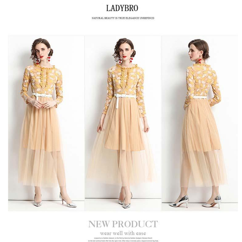 LADYBRO-Dress Natal Kekinian/Dress Lace Korea/Long Dress Korea/Dress Pesta Wanita /Gaun Perempuan Im