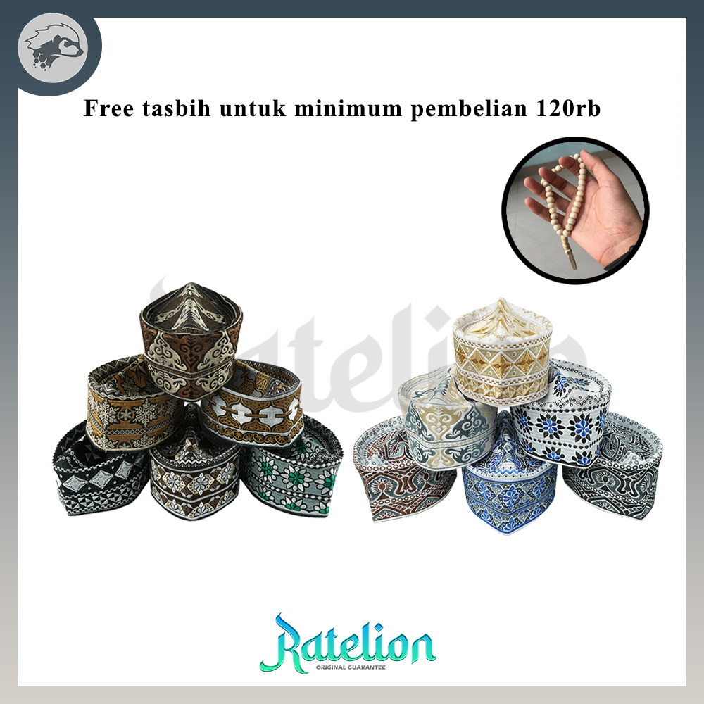 Peci Oman Bangladesh Motif Hitam Putih Ukuran anak dan Dewasa Kopiah Ustad Viral Bahan Nyaman Pici H