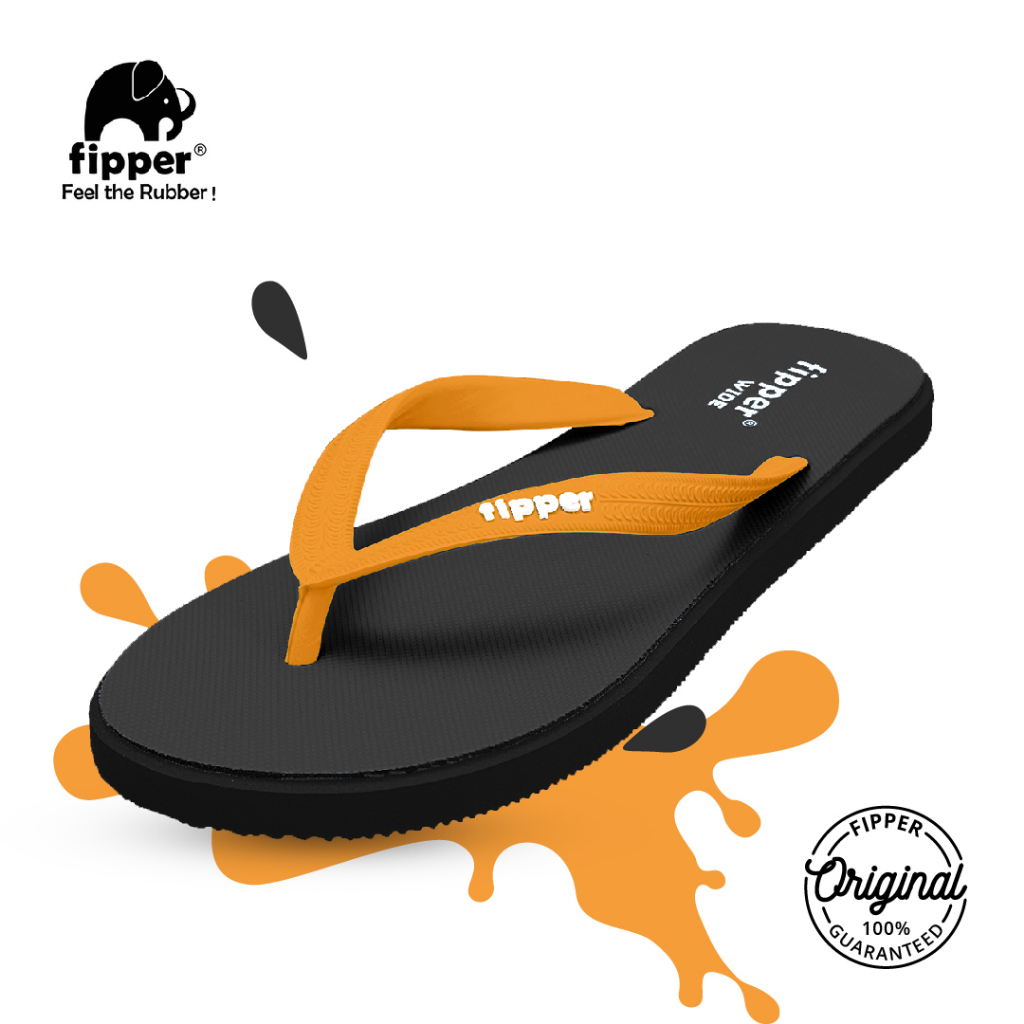 Fipper Wide Grey Dark / Black / Mustard - sandal jepit pria/wanita