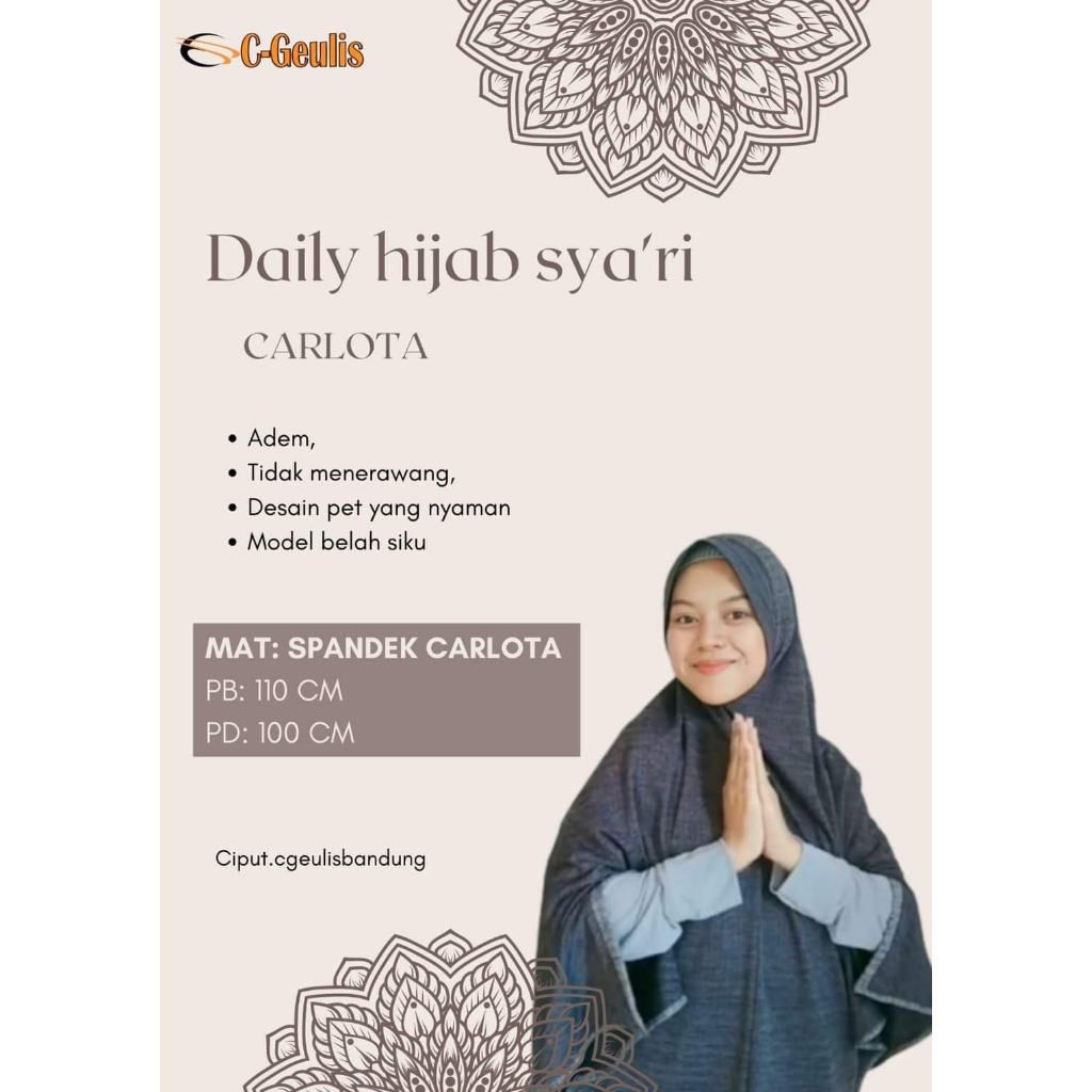 Daily Hijab Syar'i Jilbab Carlota C Geulis Jilbab Instan Syar'i Premium ADEM NYAMAN Kerudung Syar'i 