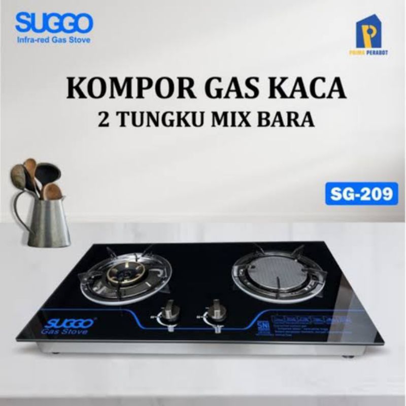 KOMPOR GAS TANAMAN KACA 2 TUNGKU MIX BARA