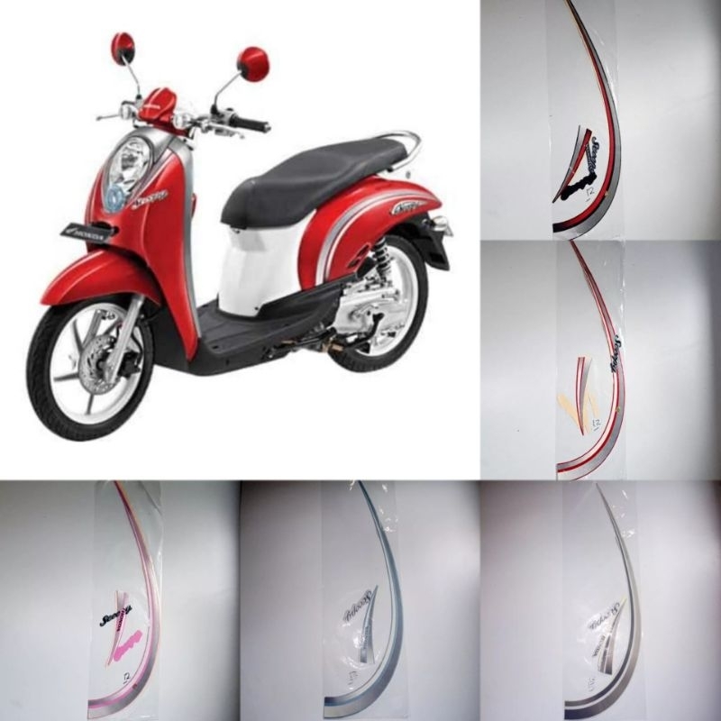 (Bisa COD) Striping ORI Scoopy 2012 / Sticker standar Honda Scoopy karbu / stiker Scoopy lama