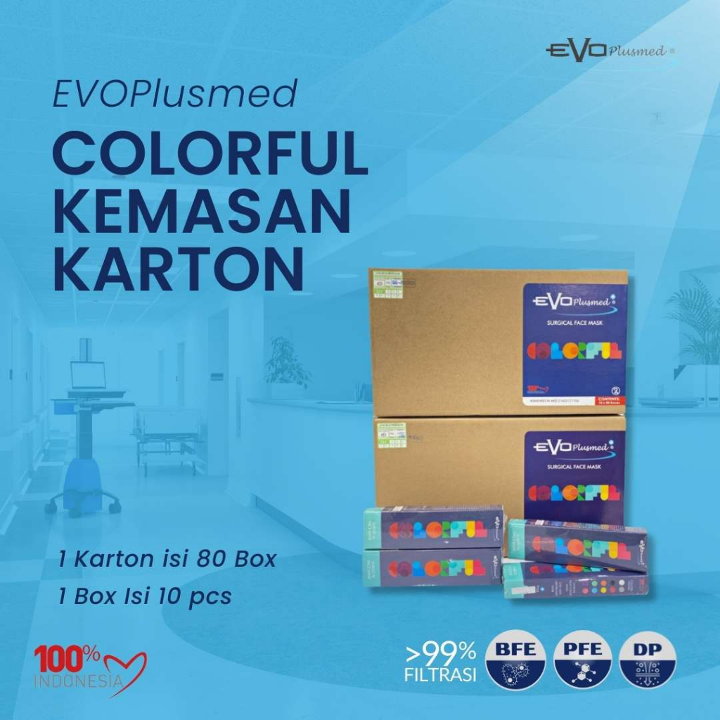 Masker Evo Plusmed Color FULL. KEMASAN KARTON