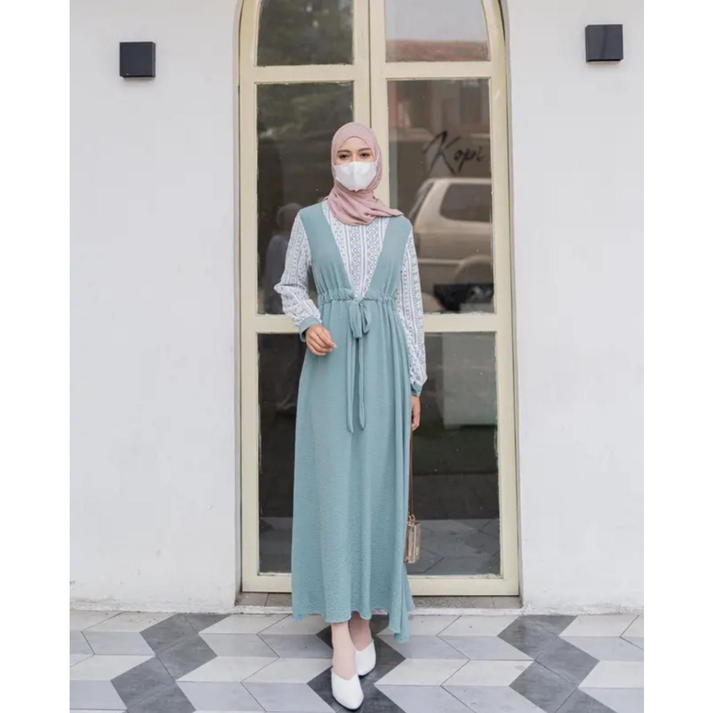 Gamis Polos Crinkle Easha / Gamis Terbaru Lebaran 2023 / Gamis / Gamis Crinkle Airflow / Baju Gamis 