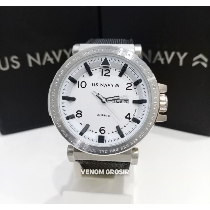 JAM TANGAN PRIA US NAVY 63682MA BLACK SILVER ORIGINAL