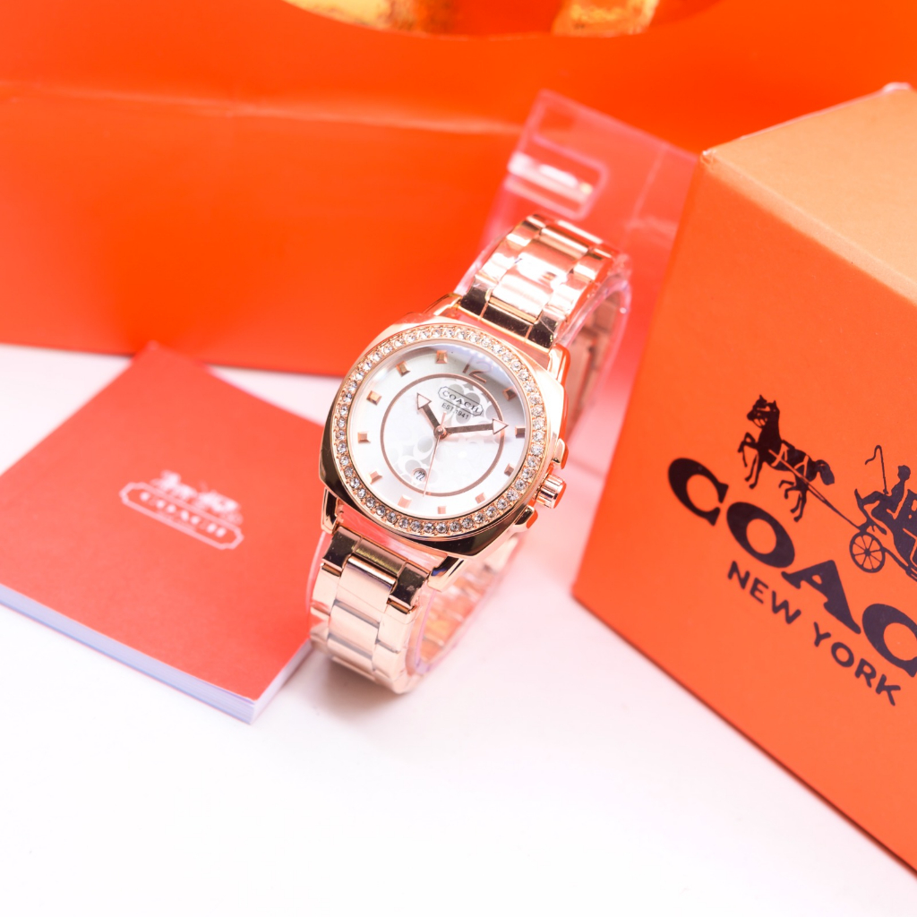 Jam Tangan Wanita COACH 7484 tanggal diamond Rantai Paket Watch watches