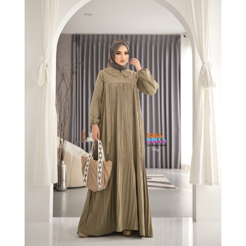 READY eR.Ha DAILY - SET ABAYA ASOKA SAGE GREEN PREMIUM