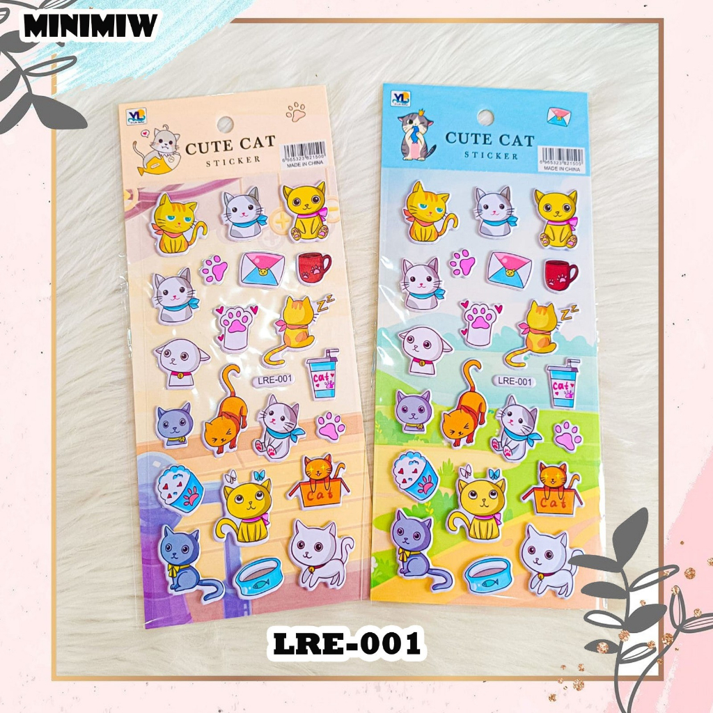 

STIKER TIMBUL 3D CUTE CAT LRE-001 STIKER RANDOM/STIKER KARAKTER ANAK / STIKER MAINAN TEMPEL Daily Manual Cute Pattern Decorative Tape Sticker Gift