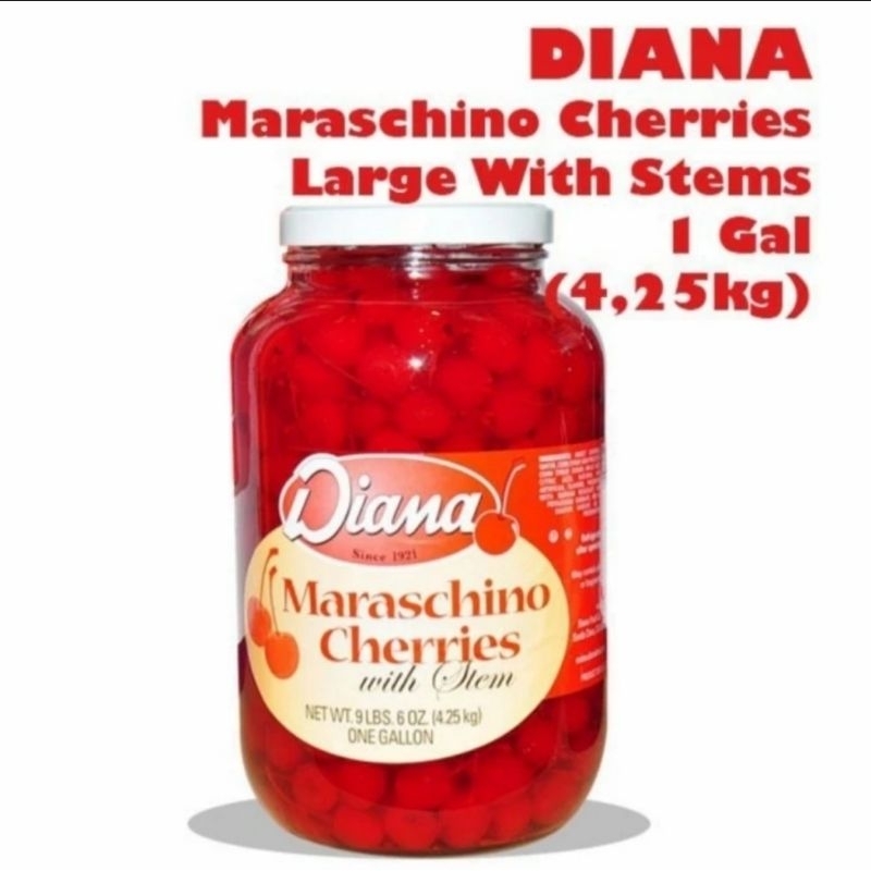 

SALE Cherry Merah Tangkai Diana Maraschino USA Cherry with Stem 1 gallon