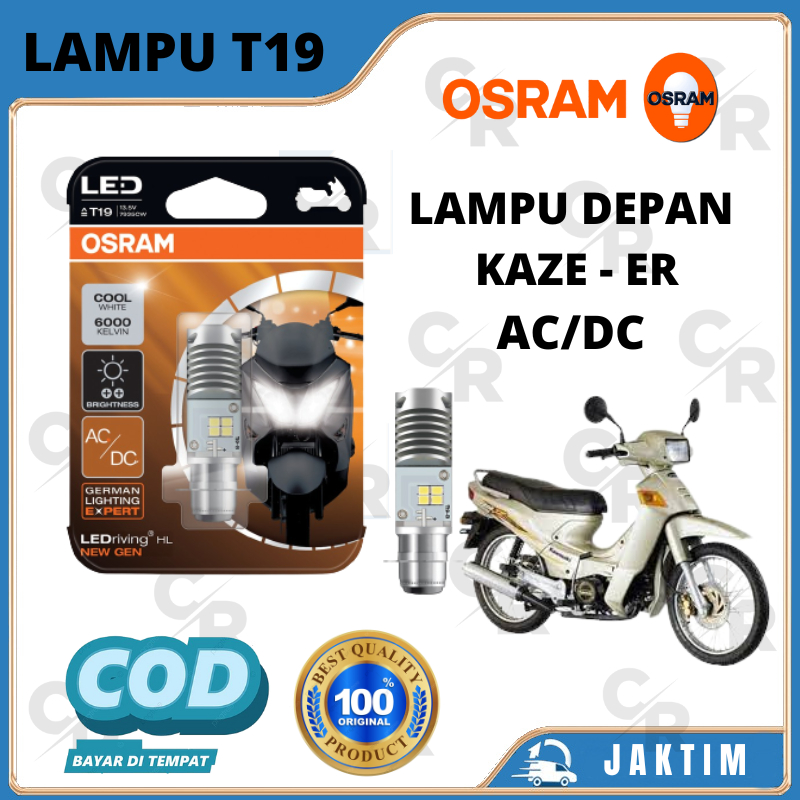 LAMPU BOHLAM DEPAN MOTOR KAZE R LED OSRAM T19 AC/DC H6 ORIGINAL