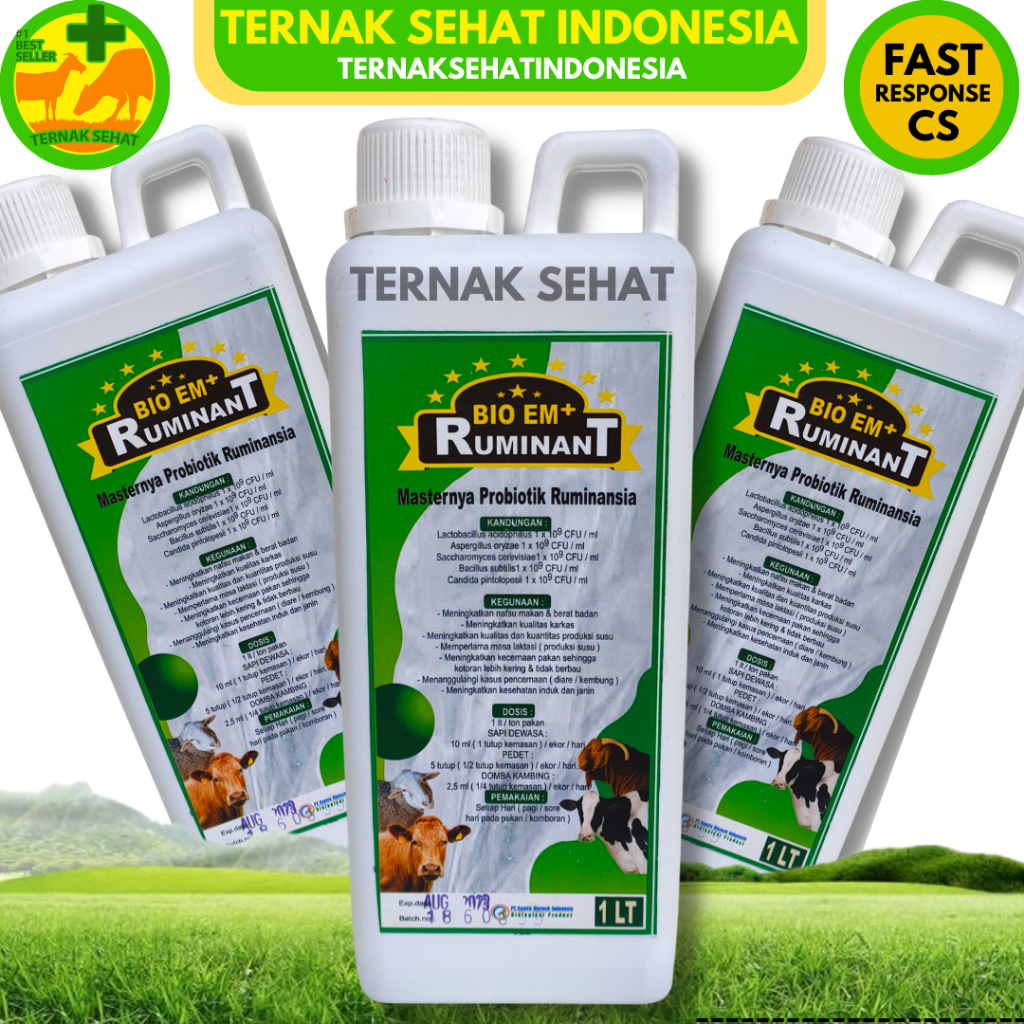 BIO EM PLUS Probiotik Cair Ternak 1LT/TON Pakan Sapi Domba Kambing Untuk Fermentasi Pakan - Ternak S