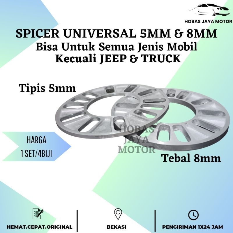 [Set 4 Pcs] SPICER UNIVERSAL 5/8mm Roda Velg Mobil Spacer Adaptor Ban