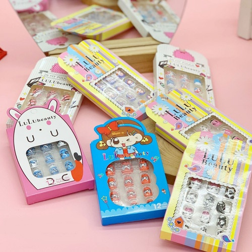 Kuku Palsu Nair Art Anak-Anak Motif Kartun Lucu Set Isi 12PCS FREE Lem Gel