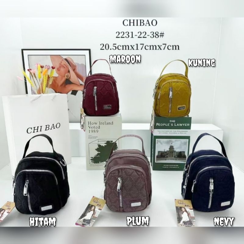 TAS ORI CHIBAO KANVAS 3in1 Ransel Slempang Tenteng CB2231 5Sleting 2Tali