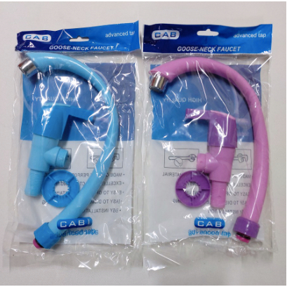 Descend Cab Kran Angsa Pvc Plastik / Kran Wastafel / Kran Cuci Piring 1/2 Inch Pink/Biru