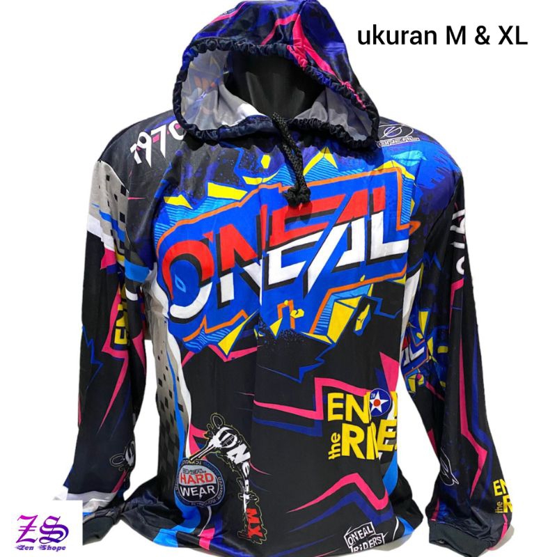 JERSEY MOTOCROSS BAJU TRAIL FULL PRINTING LENGAN PANJANG KUPLUK/TOPI DEWASA UKURAN M DAN XL