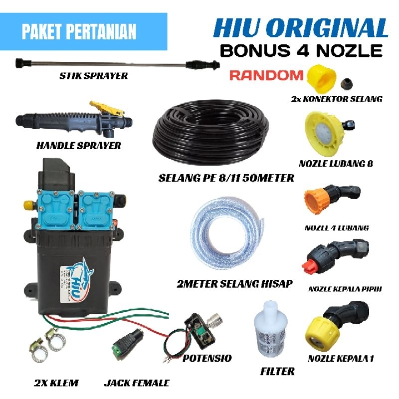 ALLS Paket Sprayer Pertanian Dobel Pompa Hiu Selang 50M