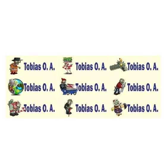 

stiker label nama water proof tahan air vinyl size 4,5x1,7cm zombie 3