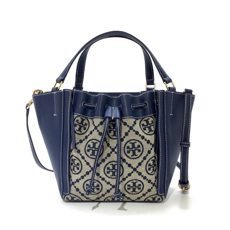 TB T Monogram Jacquard Drawstring Shoulder Bag