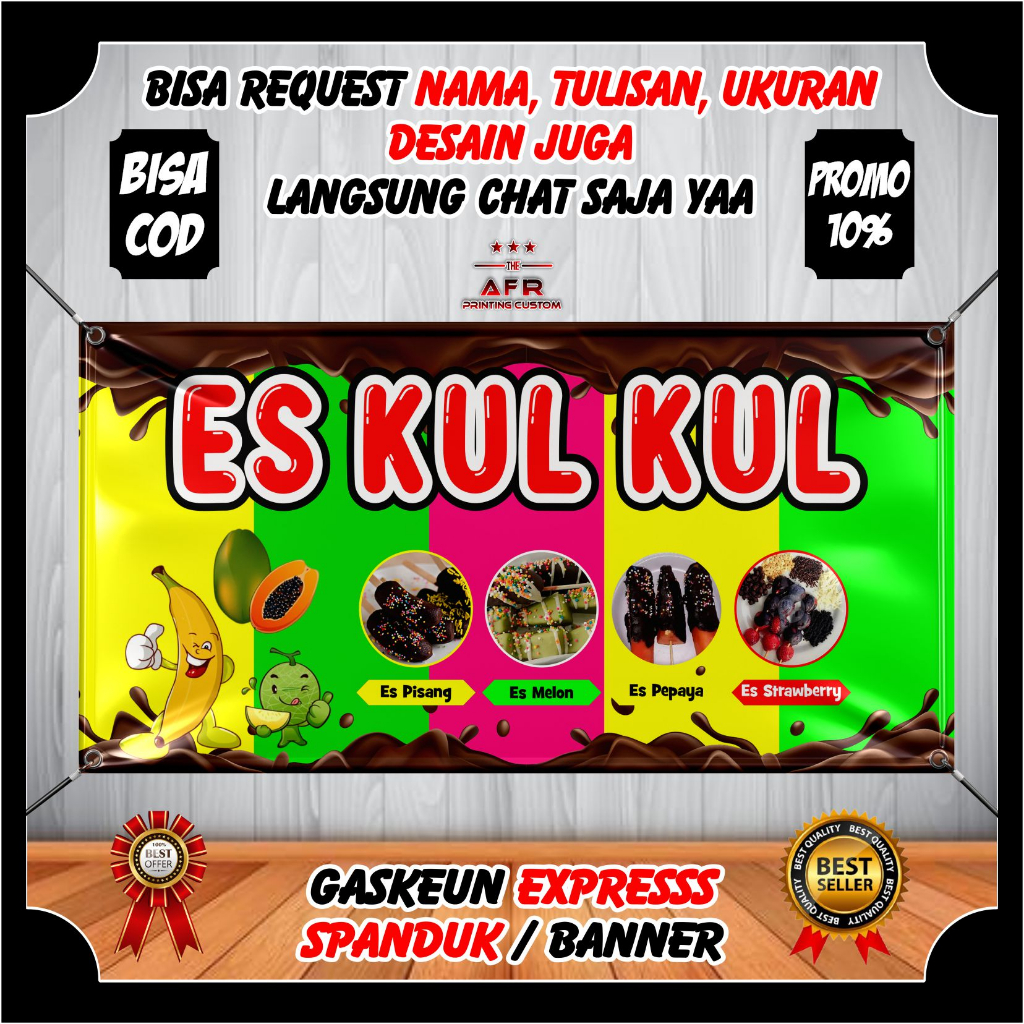 COD. Spanduk Banner Es Kul Kul - Banner Jualan Aneka Makanan & Minuman ES KUL KUL BUAH Murah